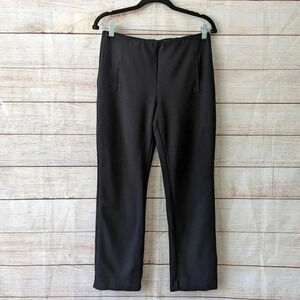 Chico’s Pull On Ponte Knit Crop St Leg Pants Size 0.5P (US 6P) Black Side Slit S